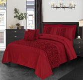 8 Pcs Bubbles Wedding Maroon Comforter Set With Pillow And Cushions Covers
